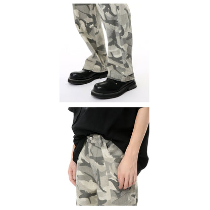 Original Design Camouflage Patchwork Mid-Rise Straight Jeans [ID:0178PA]