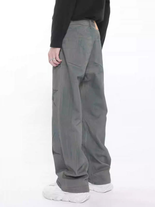 Vintage Graffiti-Print Relaxed Straight-Leg Jeans [ID:0180PA]