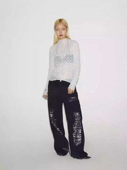 Original Color Washed Oversized Sequin Ripped Jeans [ID:0183PA]