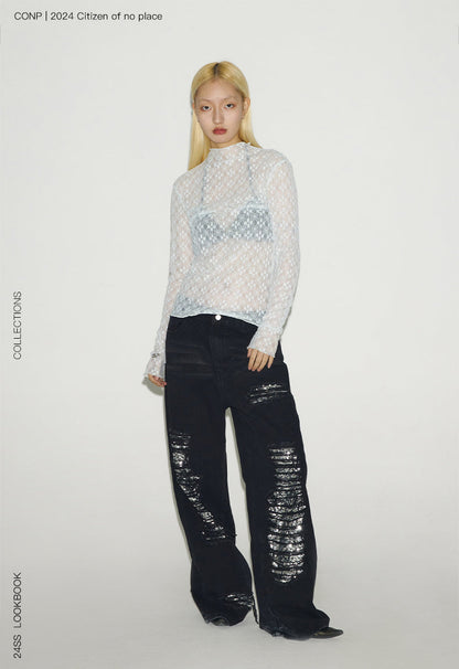 Original Color Washed Oversized Sequin Ripped Jeans [ID:0183PA]