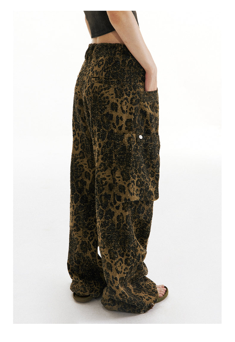 Leopard Print Paratrooper Structure Wide Leg Casual Unisex Pants [ID:0184PA]