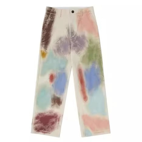 Hand-Painted Brush Stroke Trousers Long Pants [ID:0204PA]