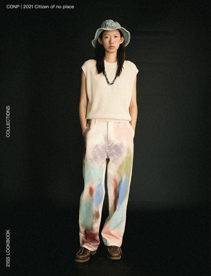 Hand-Painted Brush Stroke Trousers Long Pants [ID:0204PA]