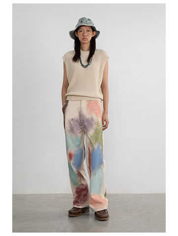 Hand-Painted Brush Stroke Trousers Long Pants [ID:0204PA]