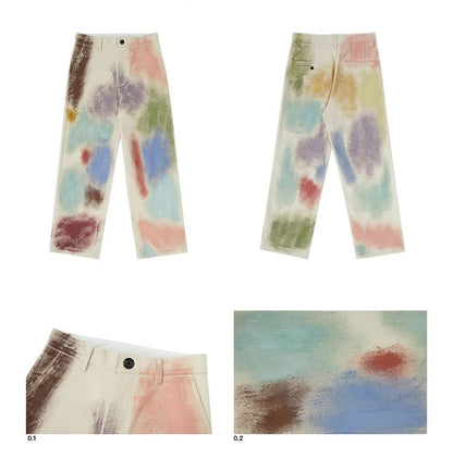 Hand-Painted Brush Stroke Trousers Long Pants [ID:0204PA]