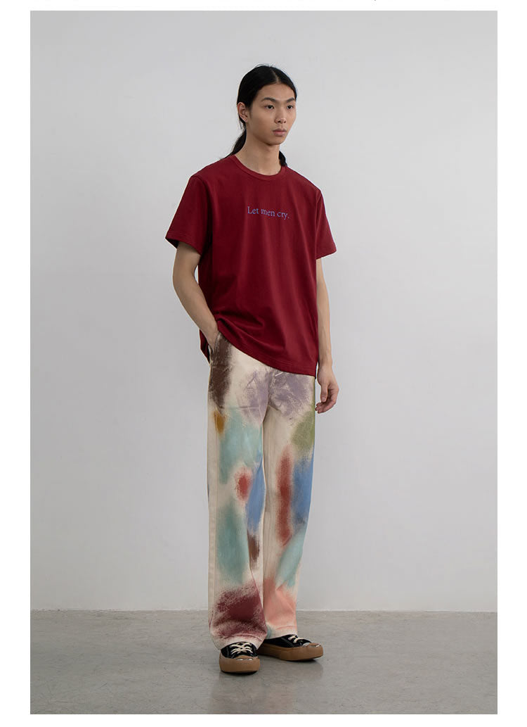 Hand-Painted Brush Stroke Trousers Long Pants [ID:0204PA]