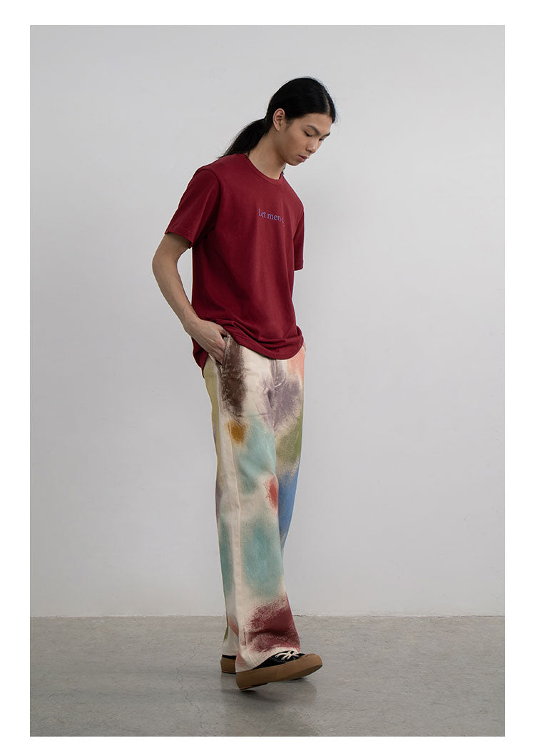 Hand-Painted Brush Stroke Trousers Long Pants [ID:0204PA]