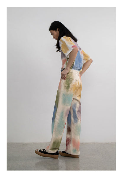 Hand-Painted Brush Stroke Trousers Long Pants [ID:0204PA]