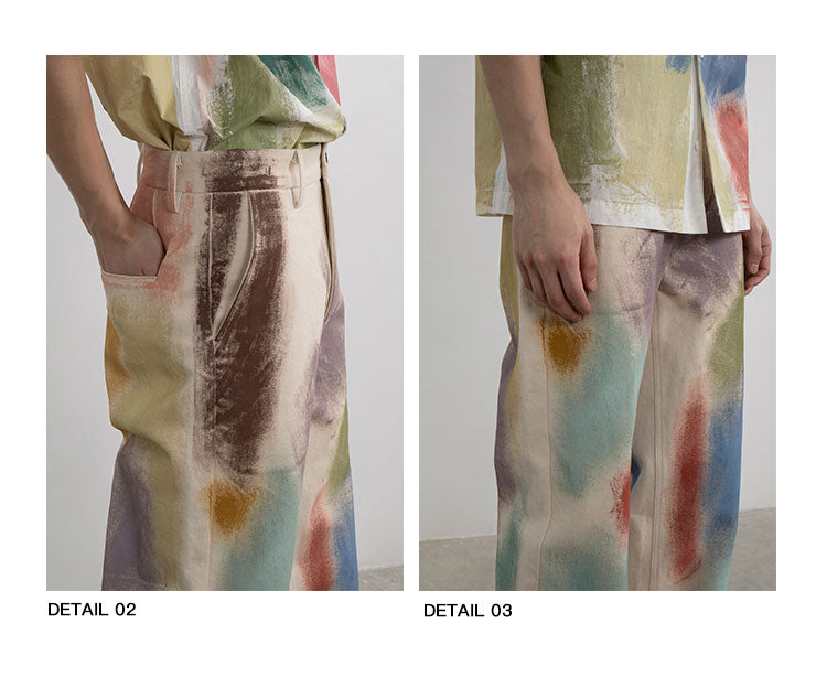 Hand-Painted Brush Stroke Trousers Long Pants [ID:0204PA]