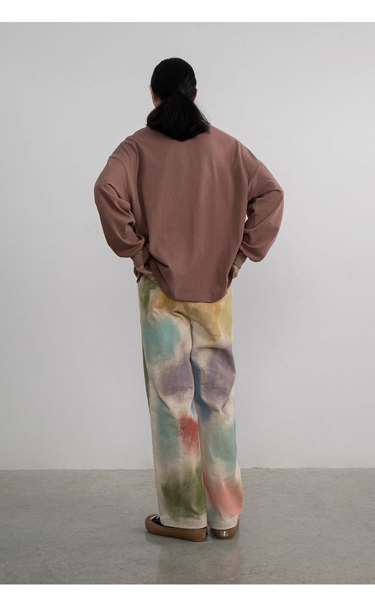 Hand-Painted Brush Stroke Trousers Long Pants [ID:0204PA]