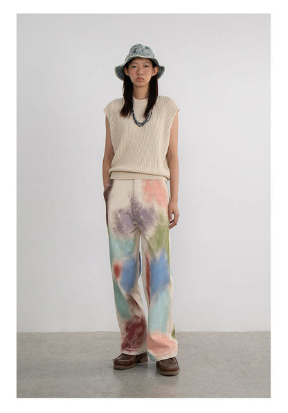 Hand-Painted Brush Stroke Trousers Long Pants [ID:0204PA]