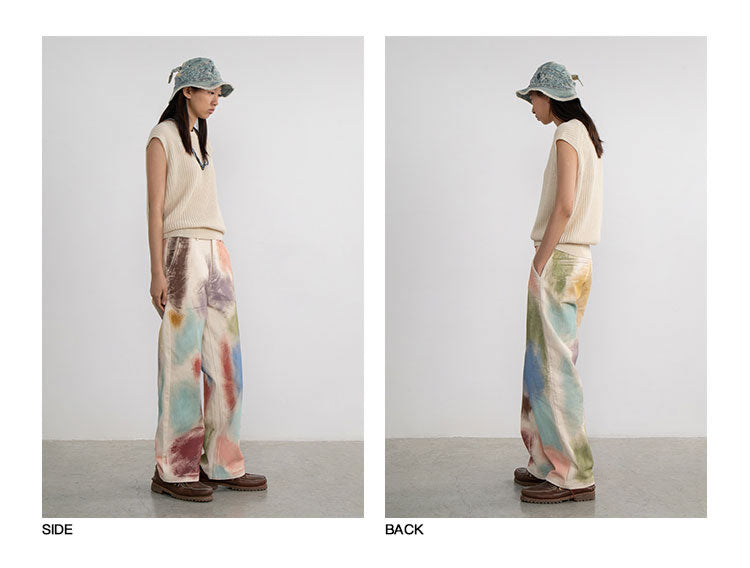 Hand-Painted Brush Stroke Trousers Long Pants [ID:0204PA]