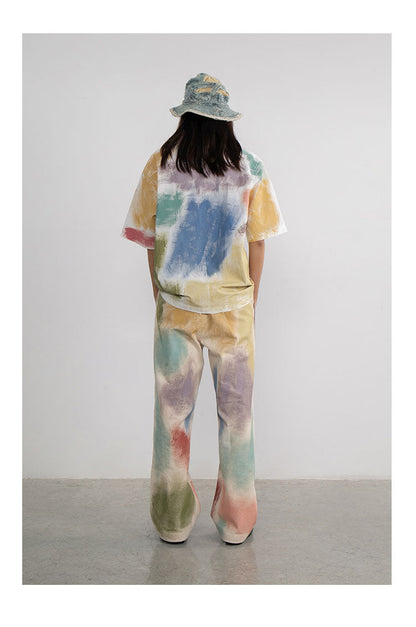 Hand-Painted Brush Stroke Trousers Long Pants [ID:0204PA]