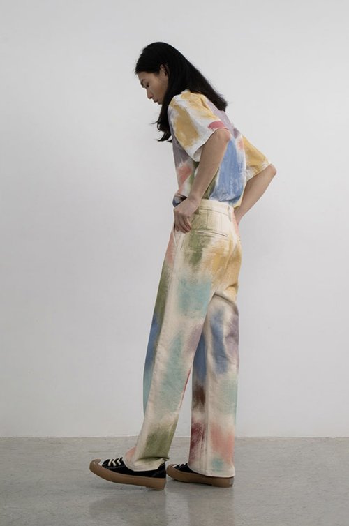 Hand-Painted Brush Stroke Trousers Long Pants [ID:0204PA]