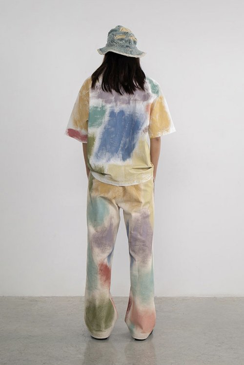 Hand-Painted Brush Stroke Trousers Long Pants [ID:0204PA]