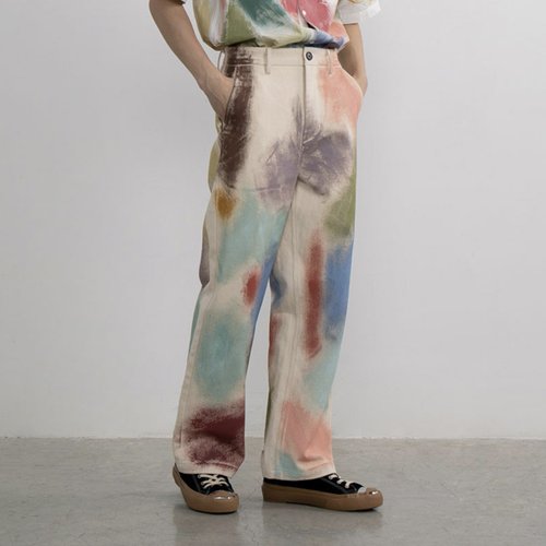 Hand-Painted Brush Stroke Trousers Long Pants [ID:0204PA]