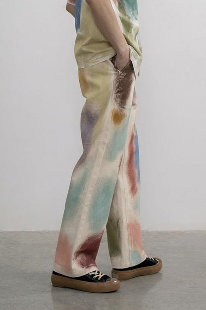 Hand-Painted Brush Stroke Trousers Long Pants [ID:0204PA]