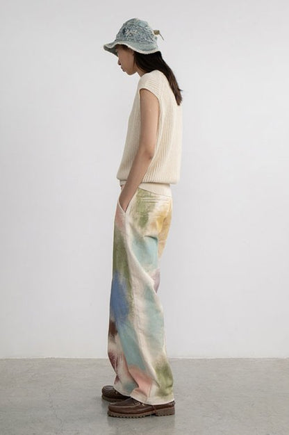 Hand-Painted Brush Stroke Trousers Long Pants [ID:0204PA]