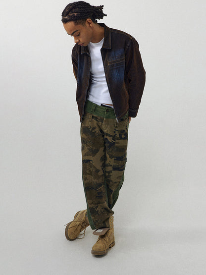 Low-Rise Camouflage Patchwork Side Zipper Reversible Pants [ID:0205PA]