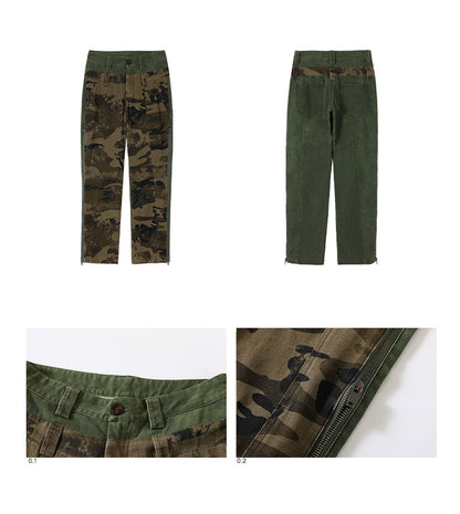 Low-Rise Camouflage Patchwork Side Zipper Reversible Pants [ID:0205PA]