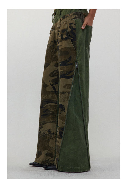 Low-Rise Camouflage Patchwork Side Zipper Reversible Pants [ID:0205PA]