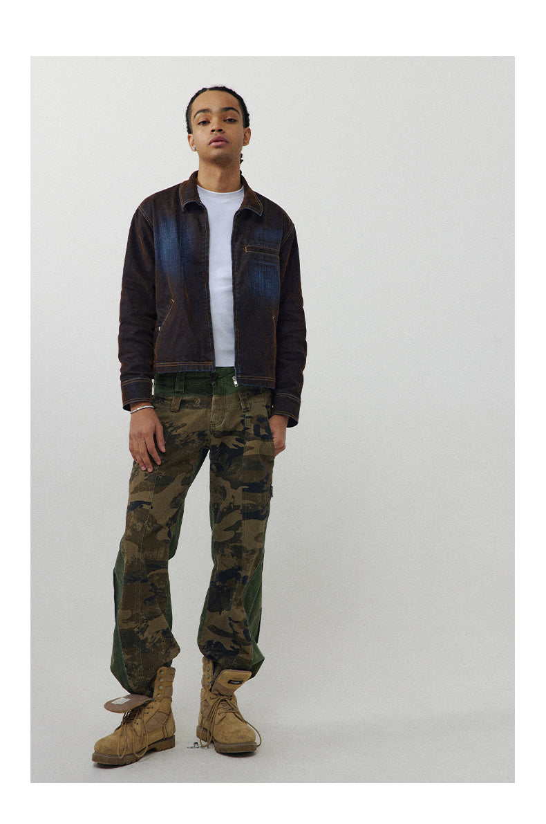 Low-Rise Camouflage Patchwork Side Zipper Reversible Pants [ID:0205PA]