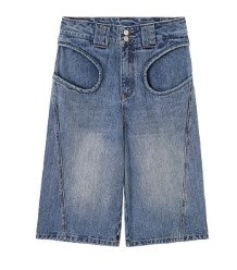 Curved Pocket Bamboo-Pattern Denim Pants [ID:0207PA]