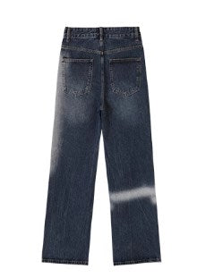 Patchwork Fade Asymmetric Wash Flared Denim Pants [ID:0209PA]