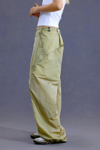 Block Fade Asymmetric Distressed Straight Denim Pants [ID:0210PA]