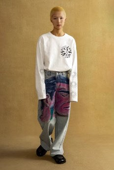 Shaved Painting Graphic Denim Pants [ID:0211PA]