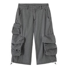 Mist Blue Mid-Low Rise 7/8 Cargo Utility Pants [ID:0213PA]