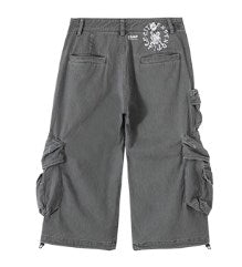 Mist Blue Mid-Low Rise 7/8 Cargo Utility Pants [ID:0213PA]