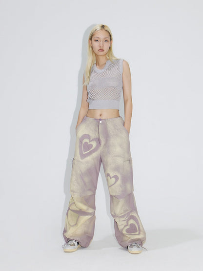 Heart Graffiti Painted Parachute Pants [ID:0214PA]