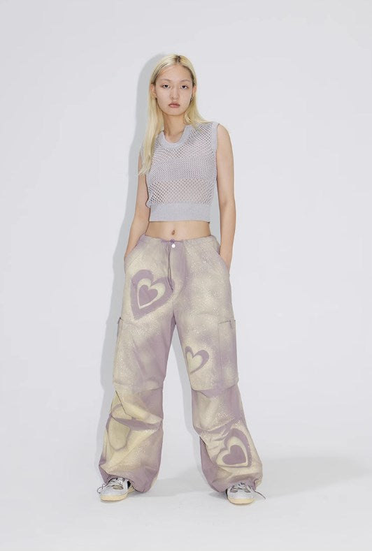 Heart Graffiti Painted Parachute Pants [ID:0214PA]