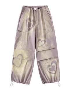 Heart Graffiti Painted Parachute Pants [ID:0214PA]