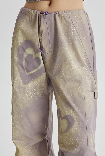 Heart Graffiti Painted Parachute Pants [ID:0214PA]