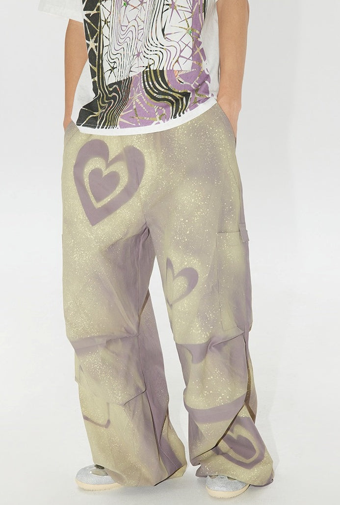 Heart Graffiti Painted Parachute Pants [ID:0214PA]