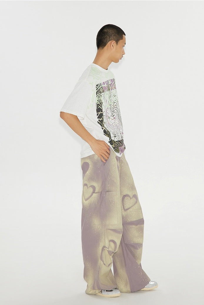 Heart Graffiti Painted Parachute Pants [ID:0214PA]