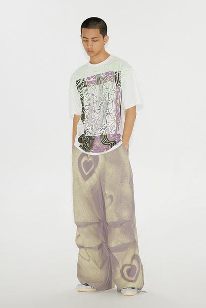 Heart Graffiti Painted Parachute Pants [ID:0214PA]