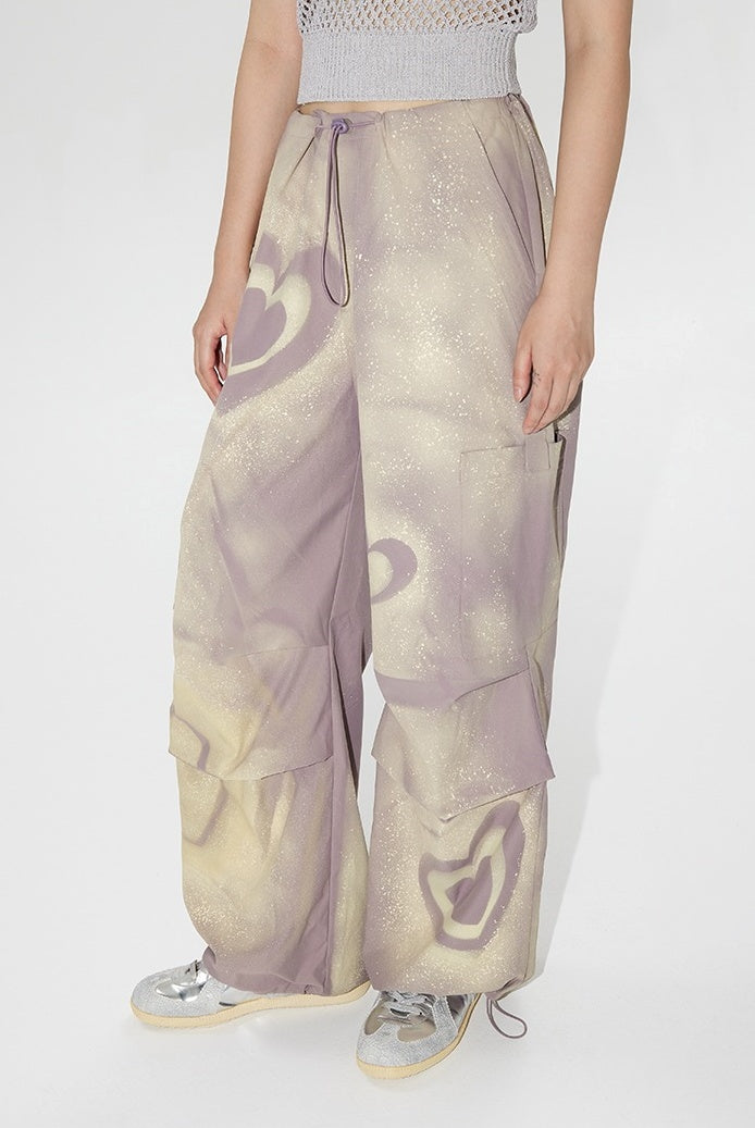 Heart Graffiti Painted Parachute Pants [ID:0214PA]