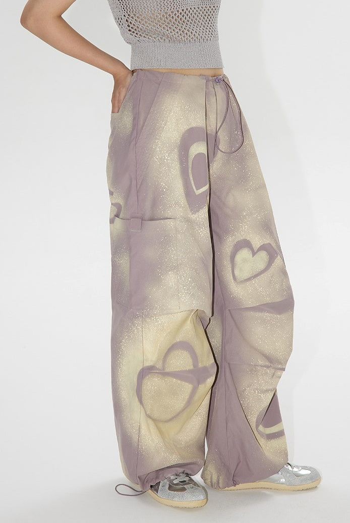 Heart Graffiti Painted Parachute Pants [ID:0214PA]