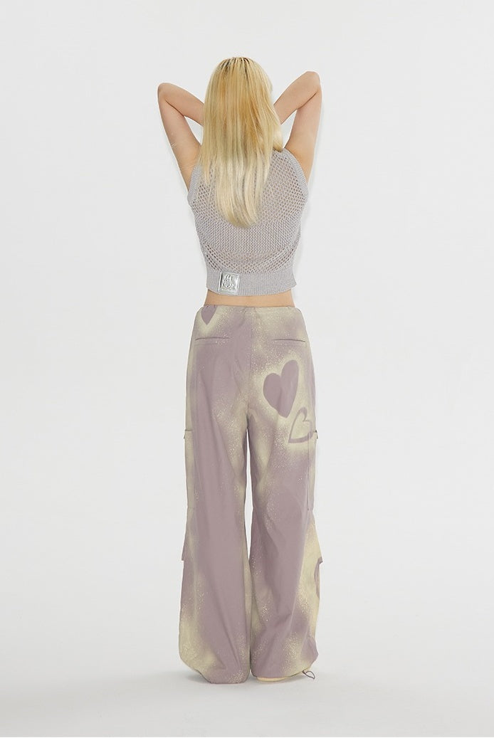 Heart Graffiti Painted Parachute Pants [ID:0214PA]