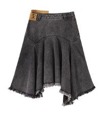 Dislocated Label Vintage Washed Denim Skirt [ID:0215SK]