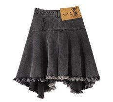 Dislocated Label Vintage Washed Denim Skirt [ID:0215SK]