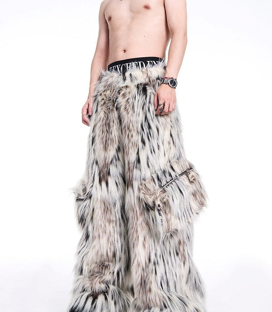 Faux Fur Plush Textured Luxury Casual Winter Pants [ID:0219SU]