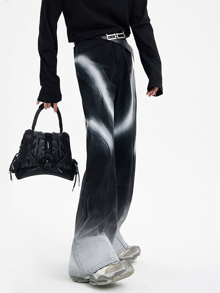 Urban Street Hiphop Coated Denim Flare Pants [ID:0224PA]