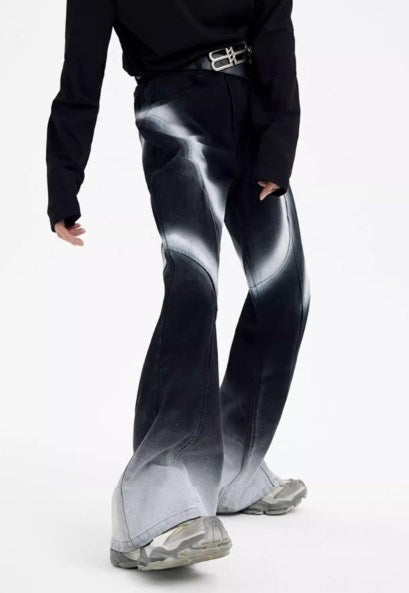 Urban Street Hiphop Coated Denim Flare Pants [ID:0224PA]