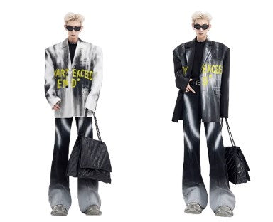 Urban Street Hiphop Coated Denim Flare Pants [ID:0224PA]