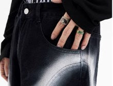 Urban Street Hiphop Coated Denim Flare Pants [ID:0224PA]