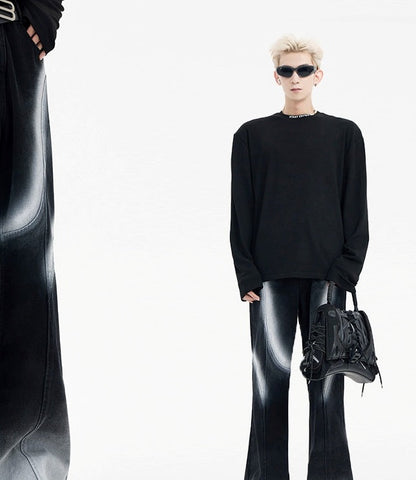 Urban Street Hiphop Coated Denim Flare Pants [ID:0224PA]